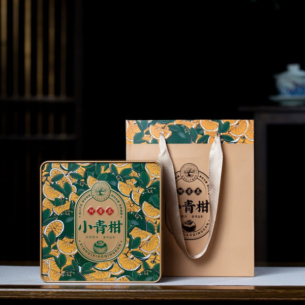 Premium Aged Xinhui Tangerine Peel & Yunnan Ripe Pu'er Tea Blend (6g*25 bags)- A Harmonious Golden Brew with Rich Aroma and Smooth Taste